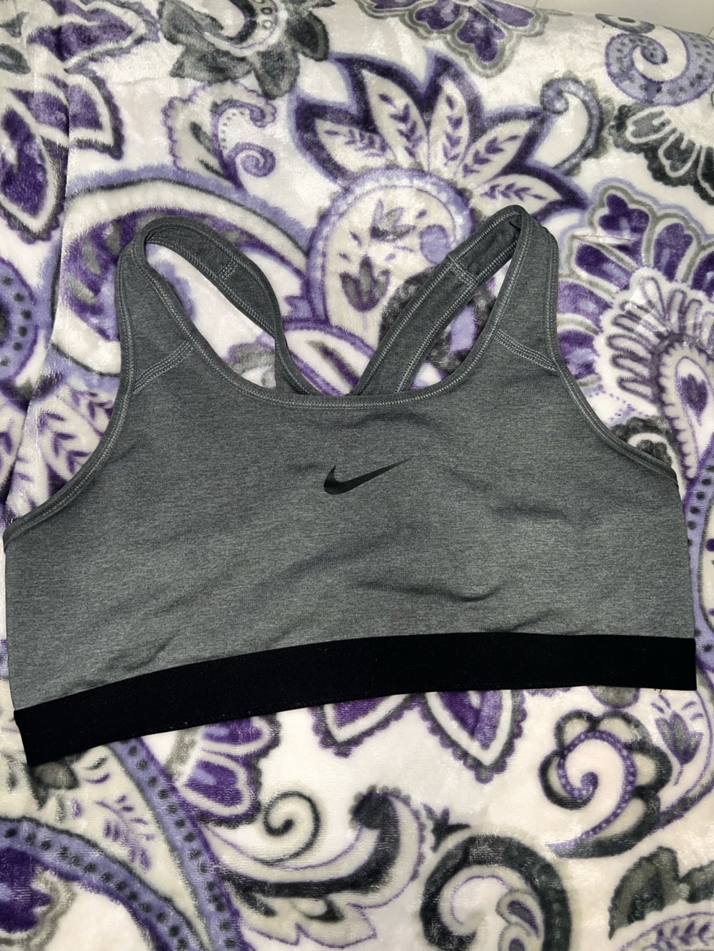 Nike Grey and Black Racerback Sports Bra